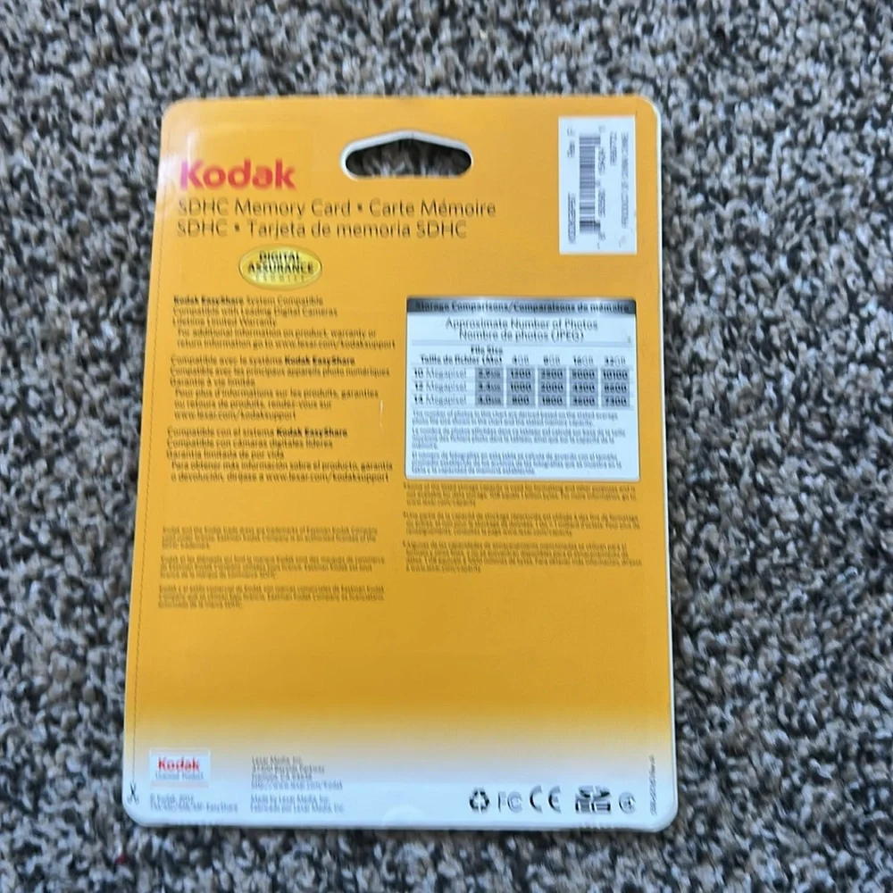Kodak 8gb Secure Digital SDHC memory card storage 8 gb Class 4 New, sealed